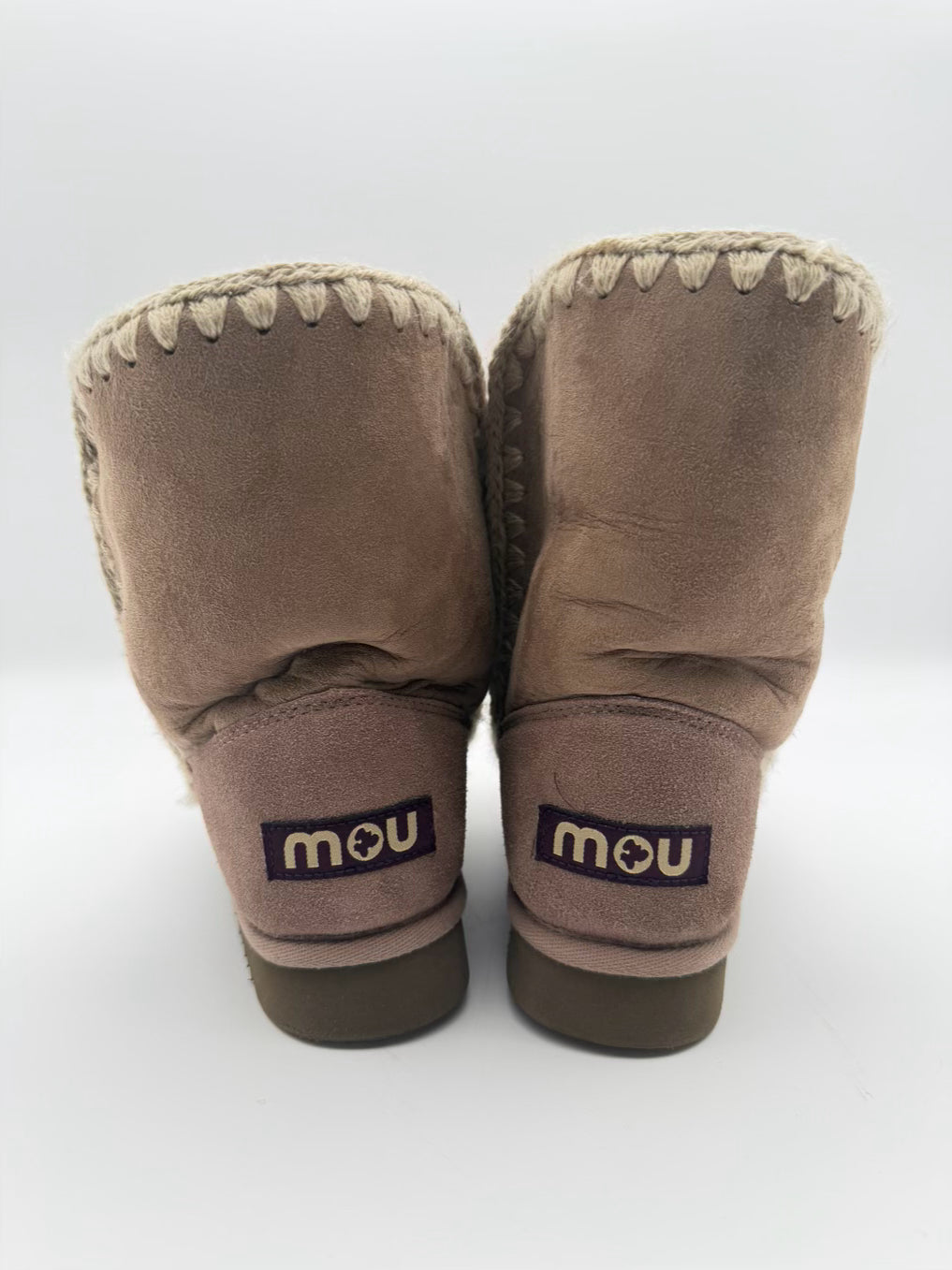 MOU WMNS Size 8.5 Taupe Crochet Detail Booties