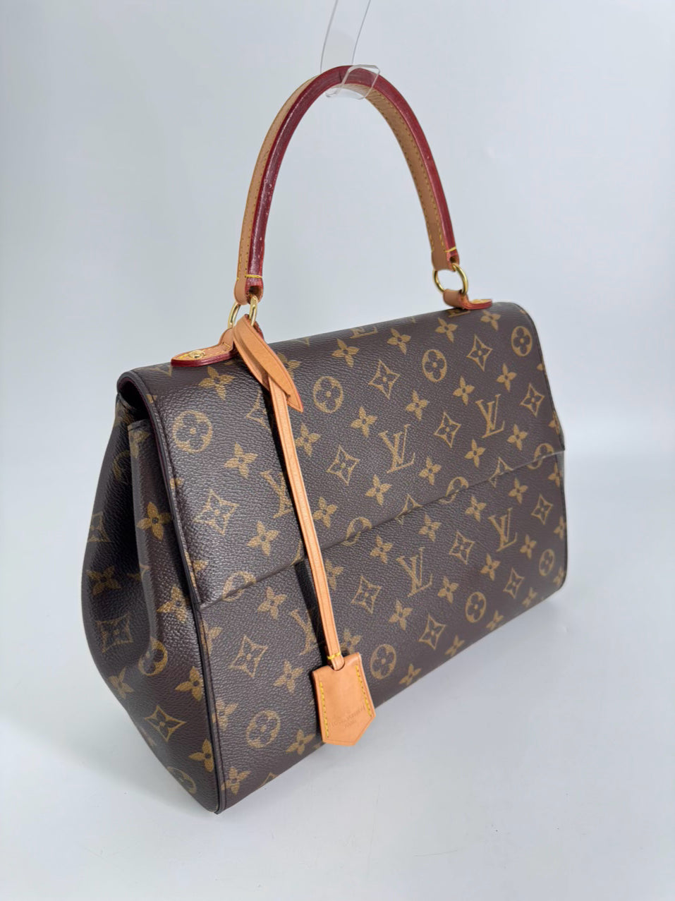 LOUIS VUITTON Brown Leather Monogram Logo Cluny Purse