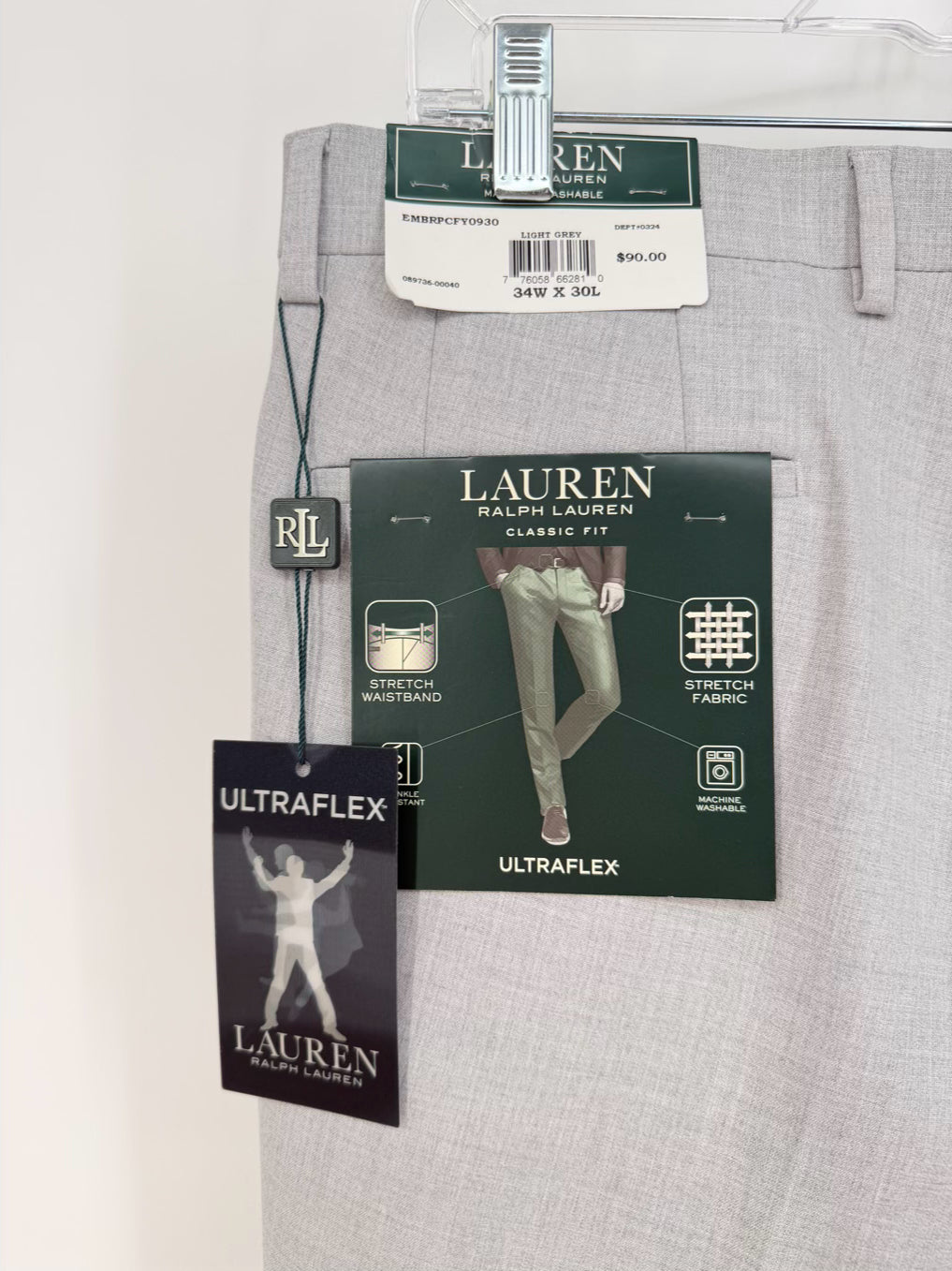 LAUREN RALPH LAUREN Size 34 Gray Dress Pants NWT
