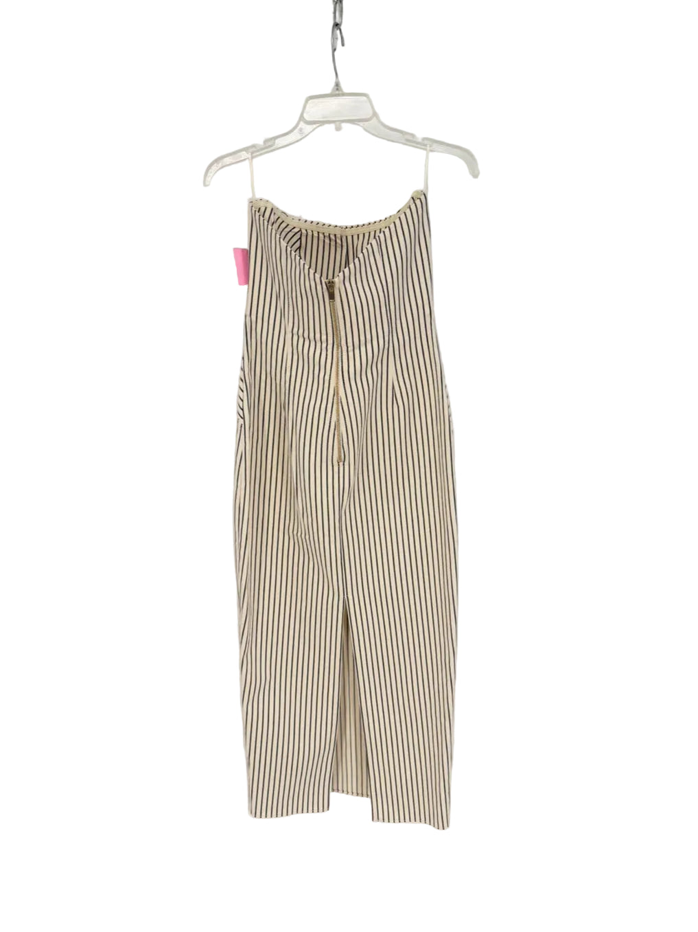 NOCTURNE Size M Beige & Navy Stripe Strapless Dress