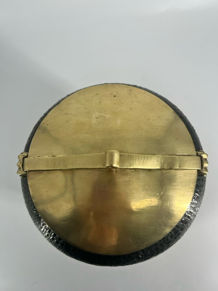 Brown Tozai Ceramic Jar W/ Brass Lid