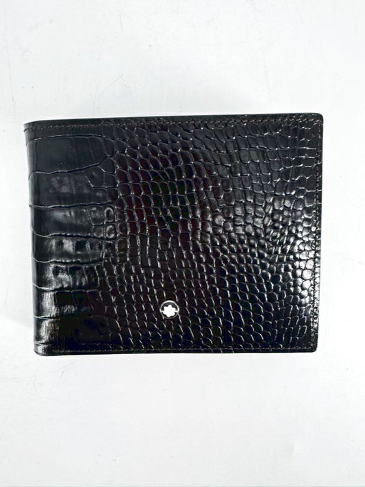 MONT BLANC Black & Brown Embossed Leather Wallet NWT