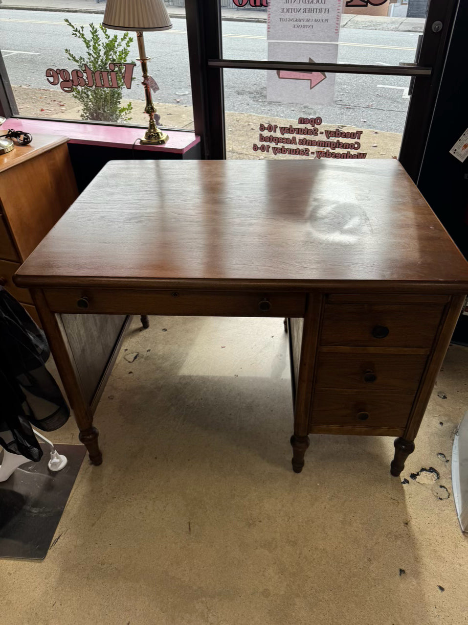 ANTIQUE Wood 3-Drawer Desk