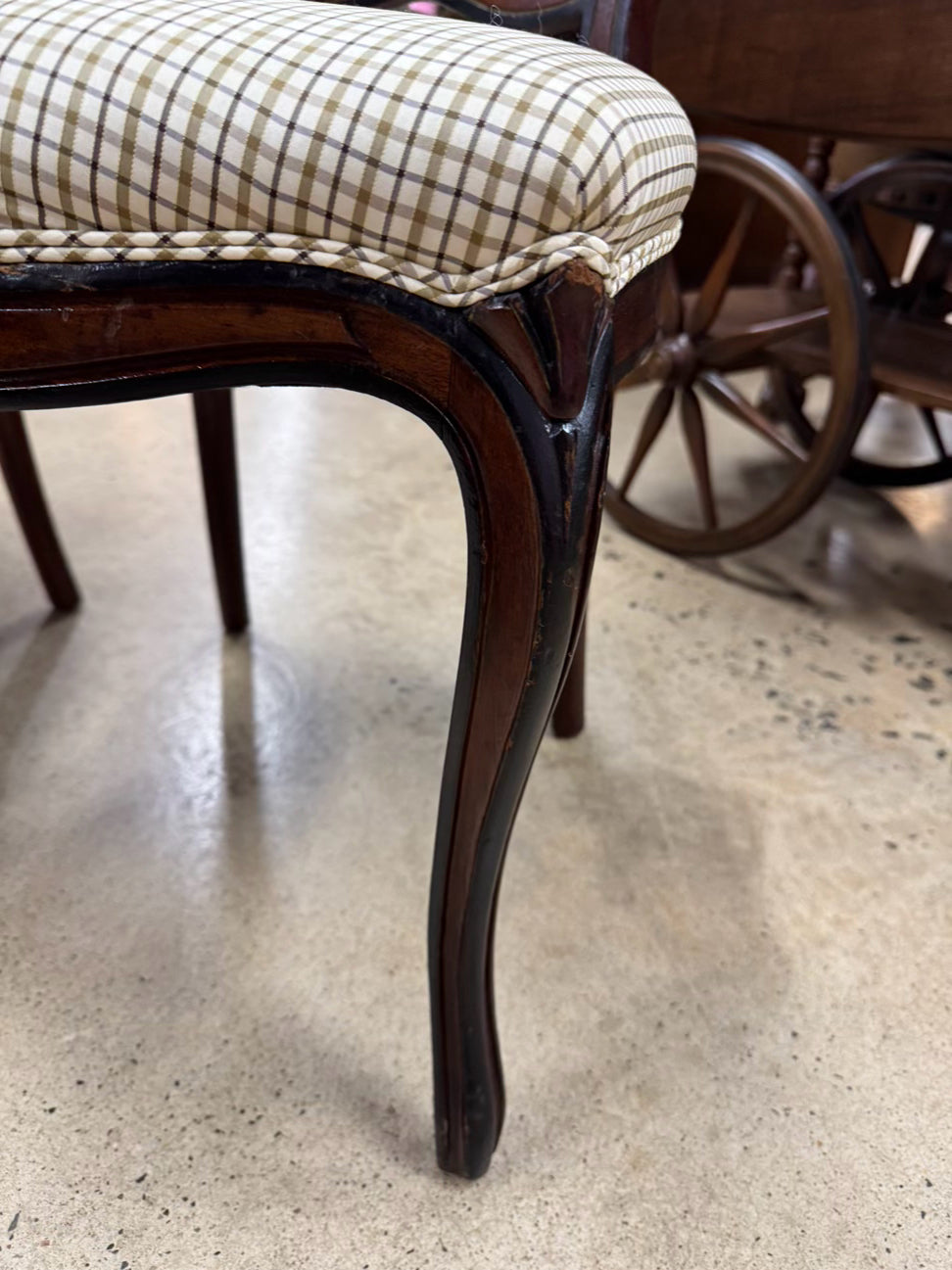 Carved Wood Victorian Pair of Small Side Chairs