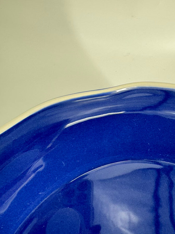 VIETRI Blue & White Trim Ceramic Set of 12 Viva Dinner Plates