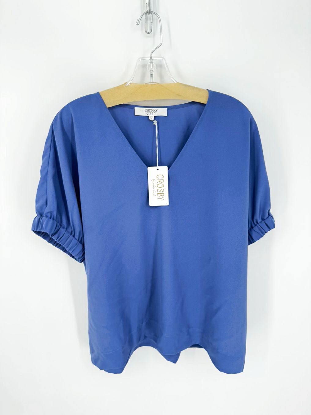CROSBY BY MOLLIE BURCH Size L Blue Blouse NWT