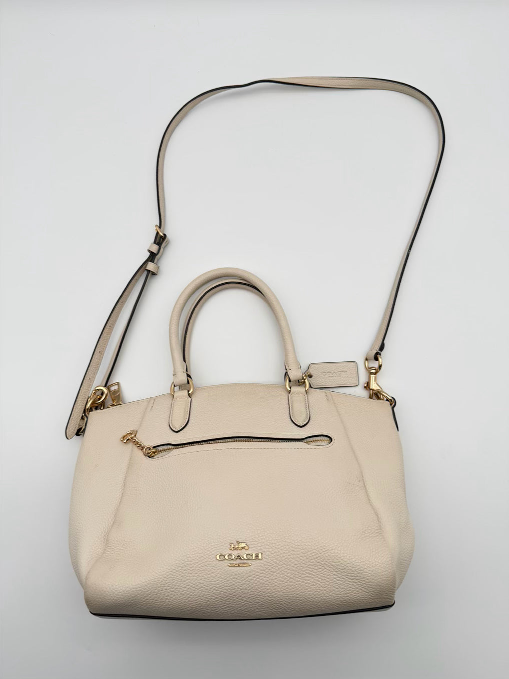 COACH Elise Satchel Cream Leather Purse