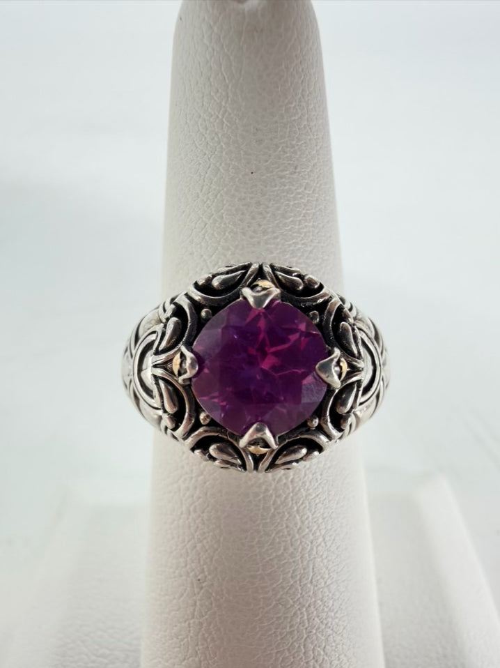 ROBERT MANSE  STERLING SILVER & 18K Pink Topaz Look Bali Style Round Ring