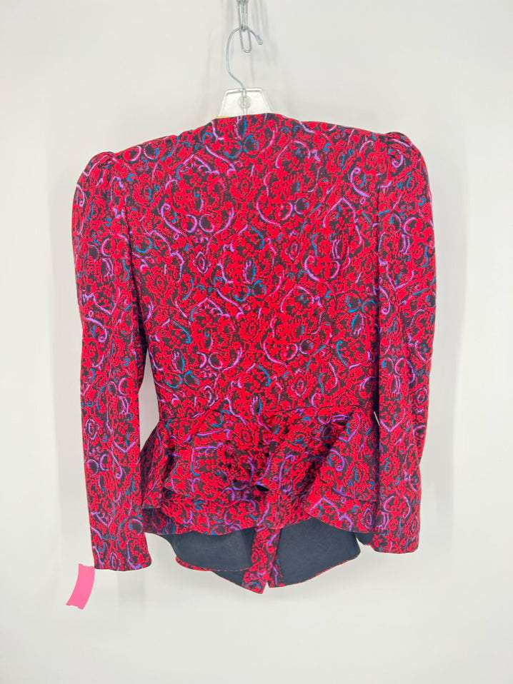 VINTAGE RAUL BLANCO Size 8 Red Silk Blazer