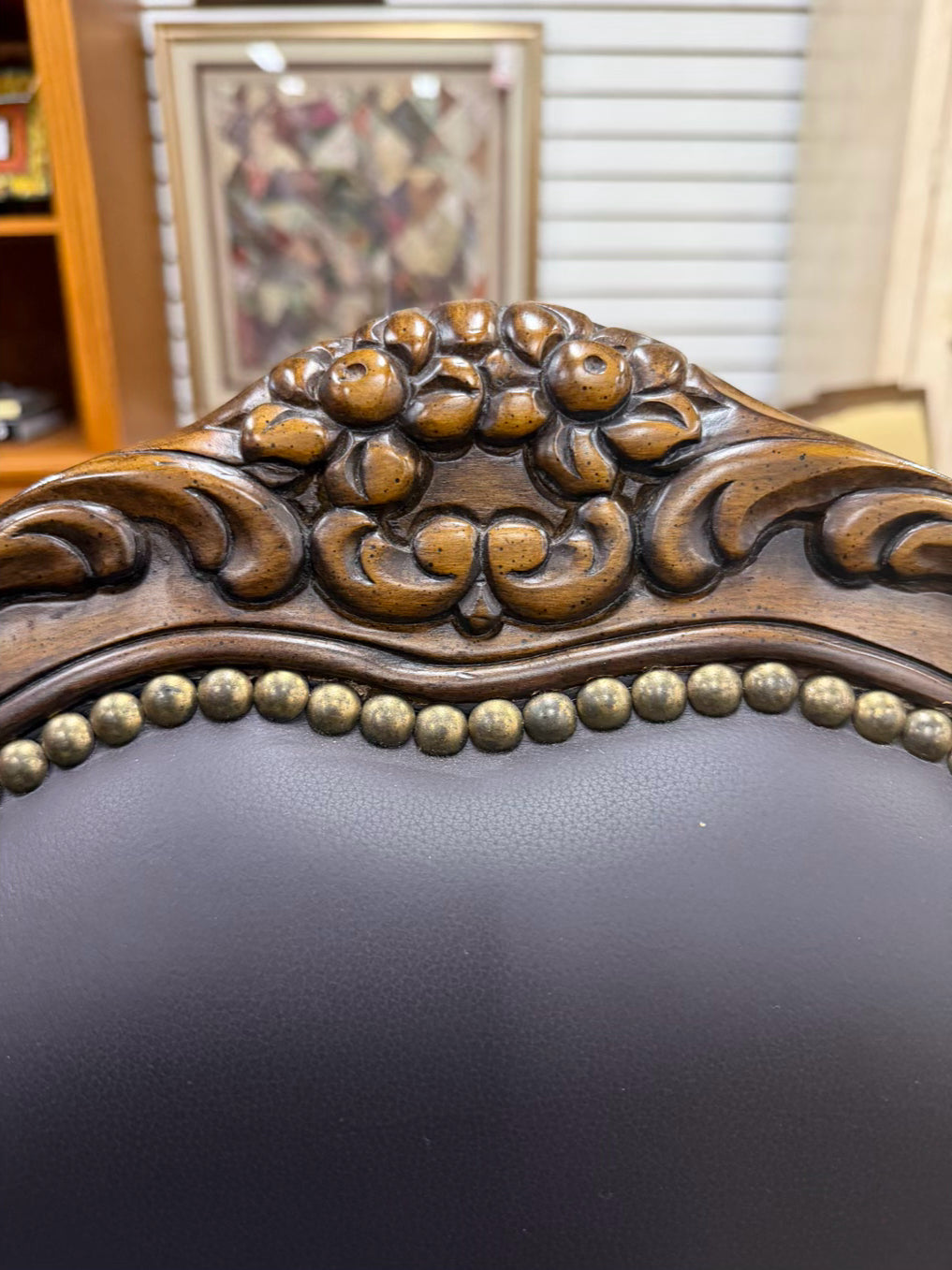 Black Faux Leather Nail Head Chair