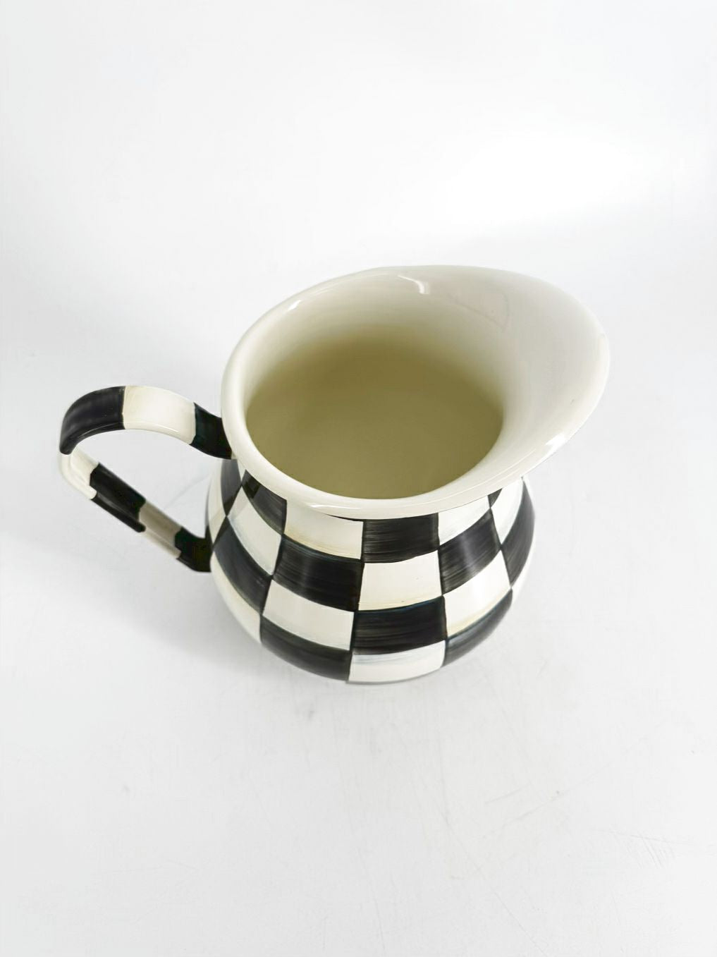 MACKENZIE CHILDS Courtly Check Black & Cream Metal Pitcher
