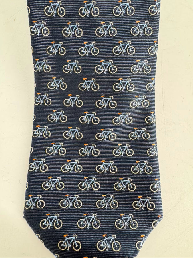 SALVATORE FERRAGAMO Navy Bicycle Silk Tie
