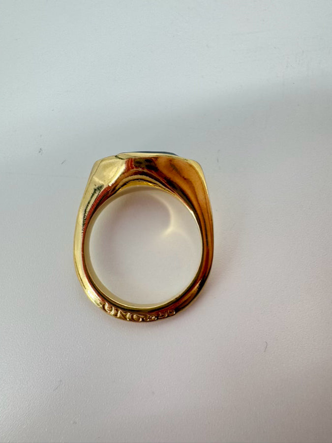 UNO DE 50 Gold Tone Blue Rhinestone Ring