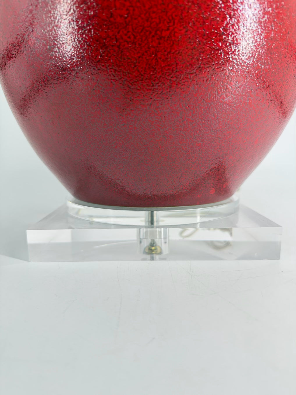 Red Ceramic Lamp w/ Lucite Bottom & Shade