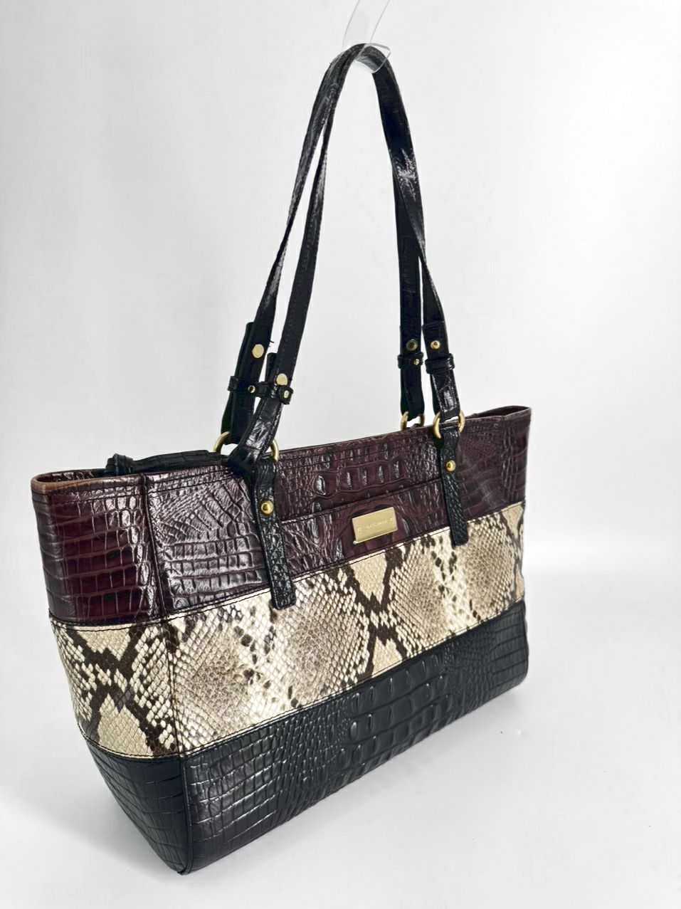 BRAHMIN Black & Brown Embossed Leather Purse