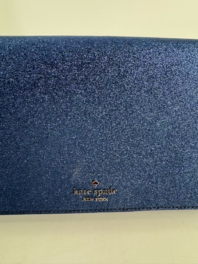 KATE SPADE Blue Sparkle Leather Flap Shoulder Purse