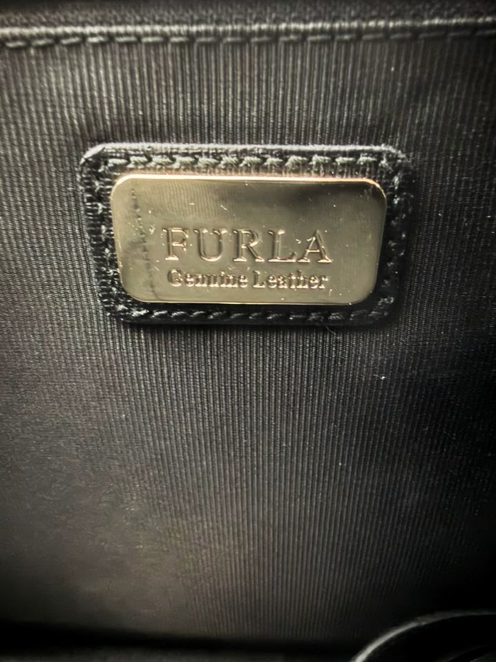FURLA Bella Black Leather Top Handle Bag