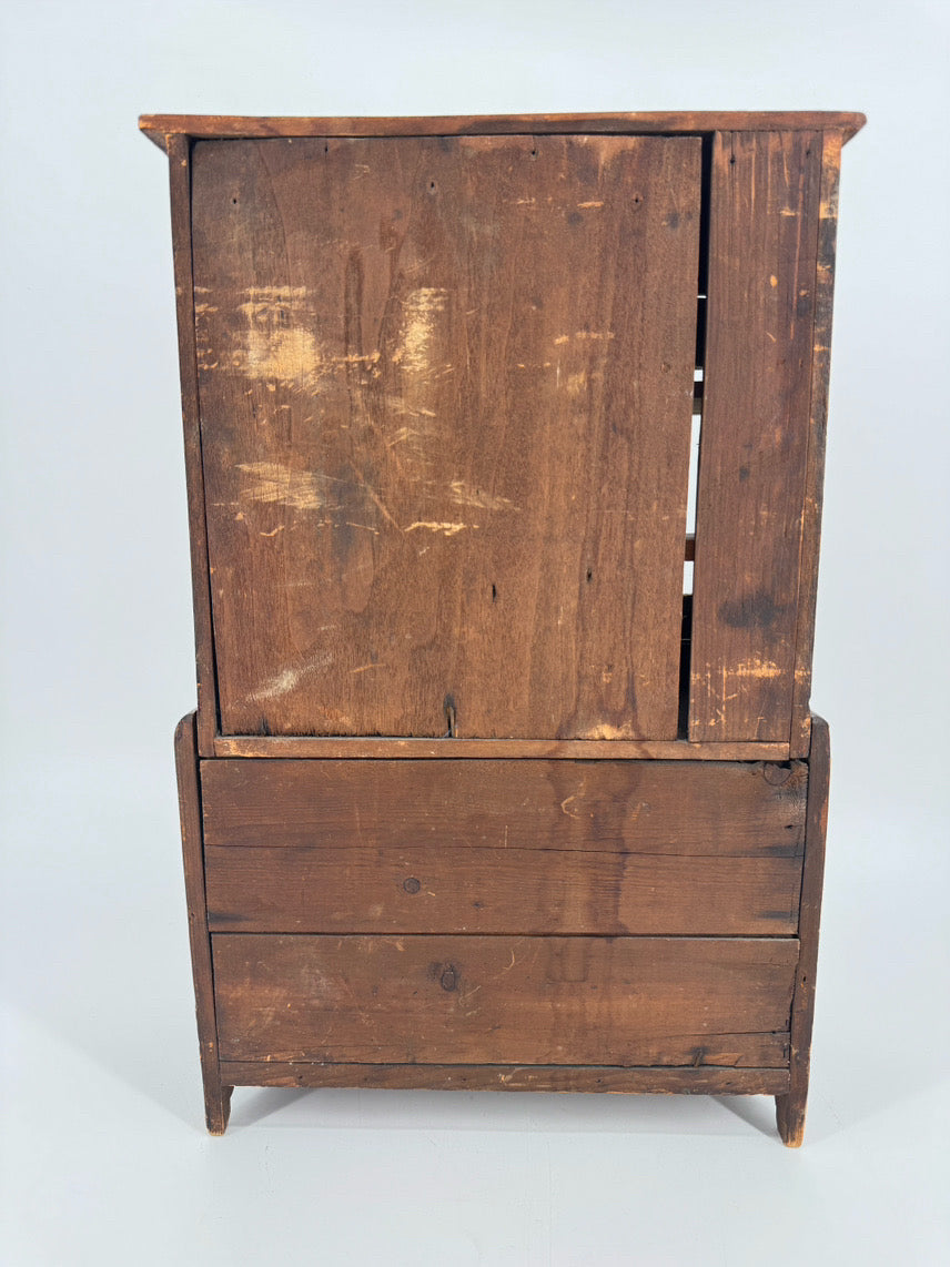 Pine Miniature Glass-Front Cabinet