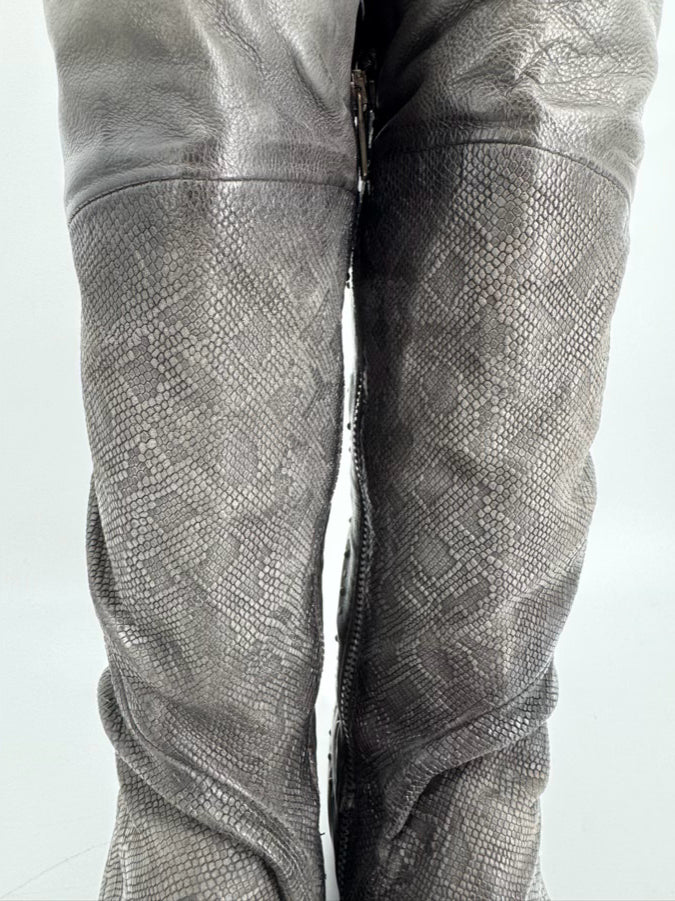 AS 98 Size 39 Gunmetal Leather Embossed Boots