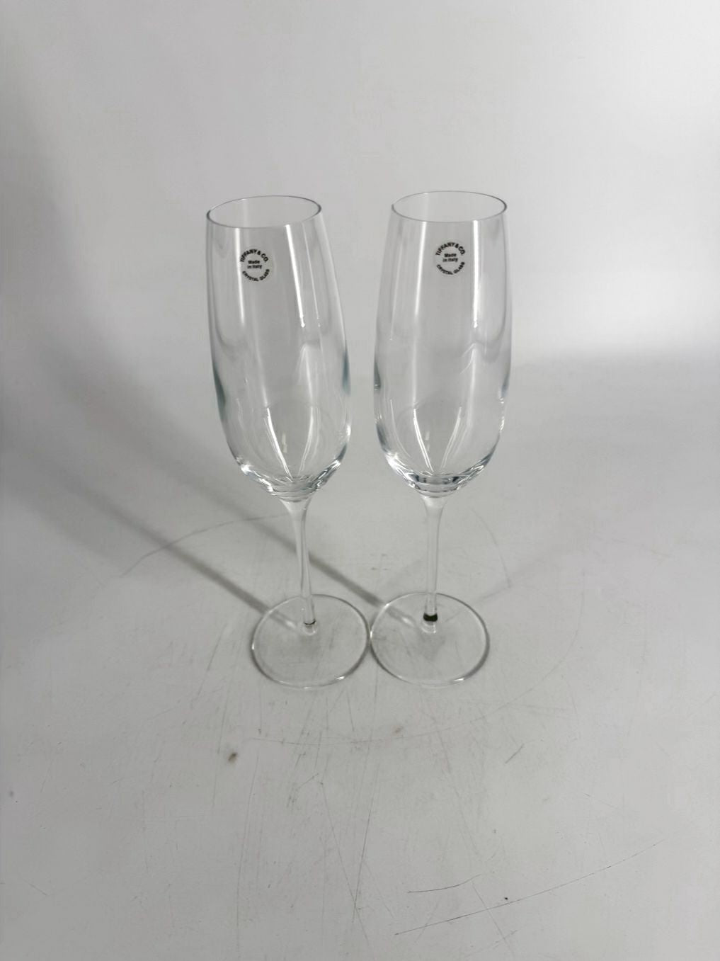 TIFFANY & CO. Clear Crystal Pair Of Champagne Flutes