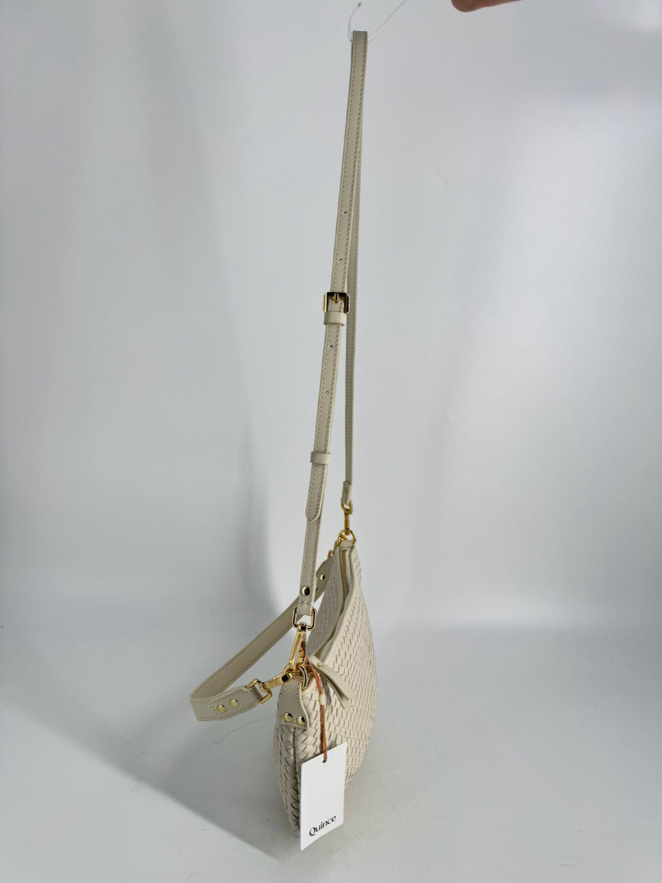 QUINCE Cream Woven Leather Crossbody Bag NWT