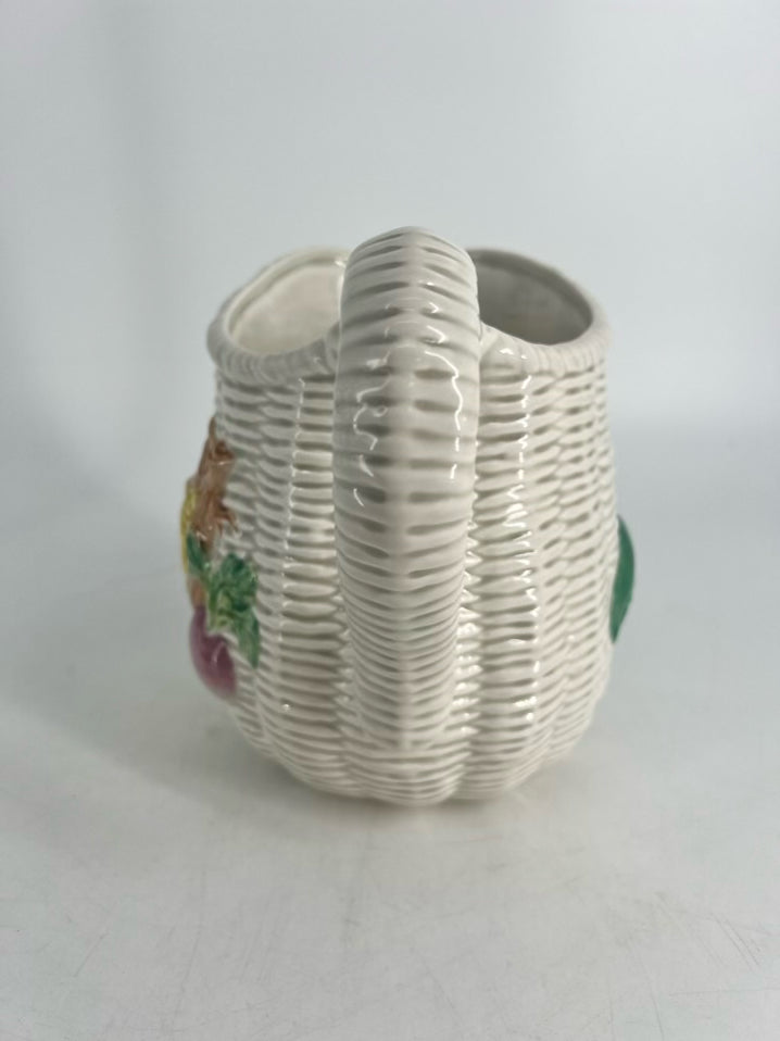 FITZ & FLOYD White, Green & Red Ceramic Vegetable Pitcher