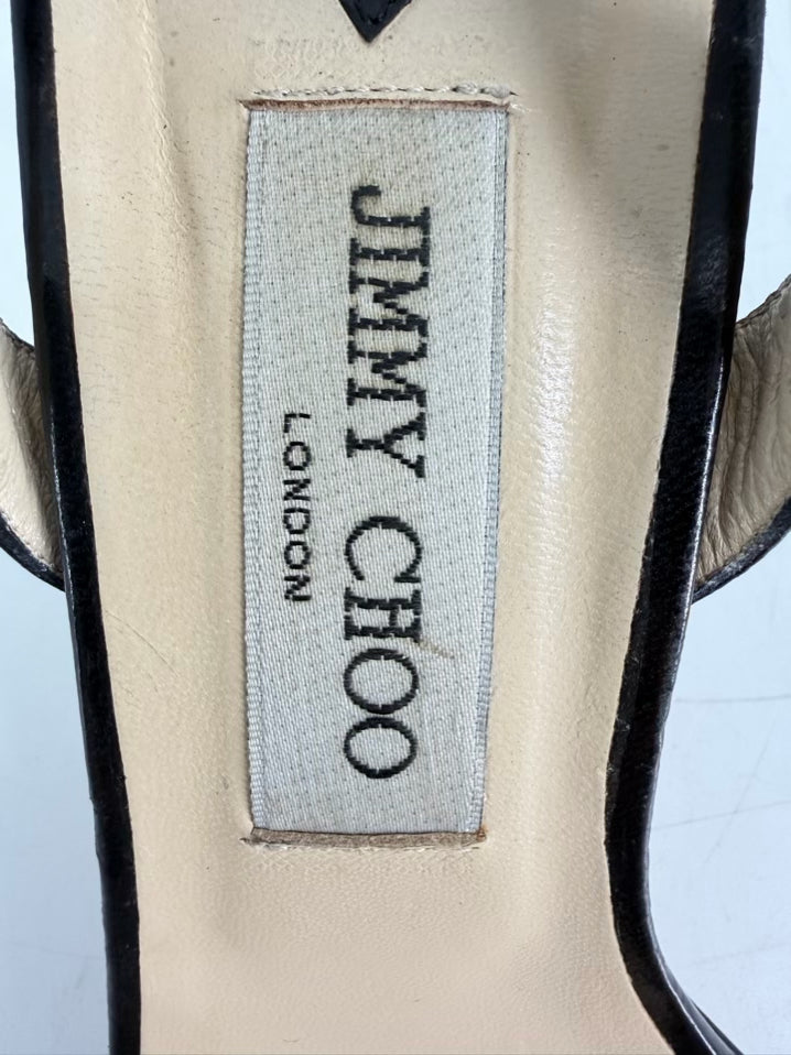 JIMMY CHOO Size 39 Black Leather Heels