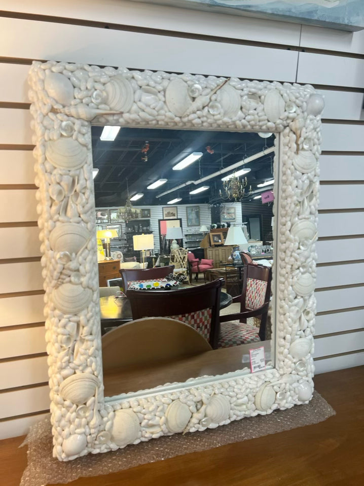 TWO'S COMPANY White Shell Mirror