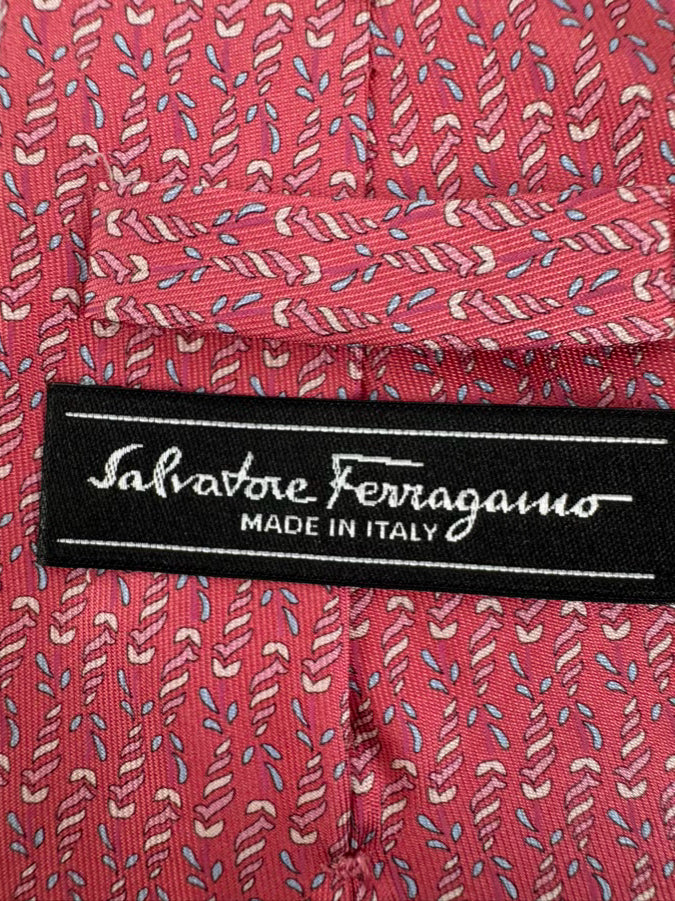SALVATORE FERRAGAMO Peach Print Silk Tie
