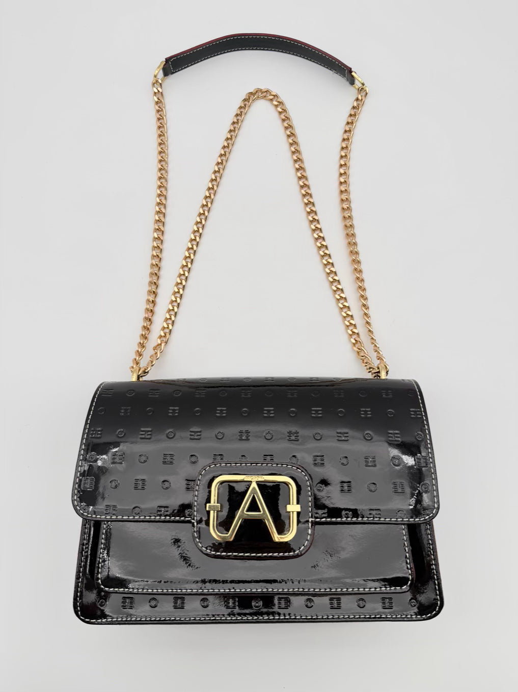 ARCADIA Patent Leather Black Monogram Purse