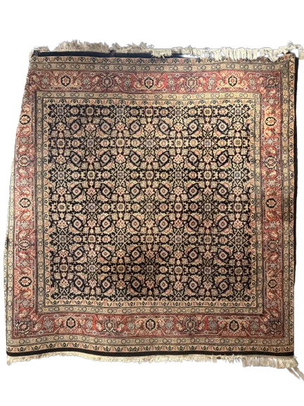 Oriental Black, Green, Rust & Navy Wool Area Rug