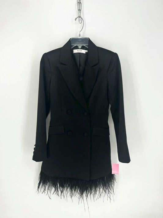 ASTR Size XS Black Satin Feather Jacket