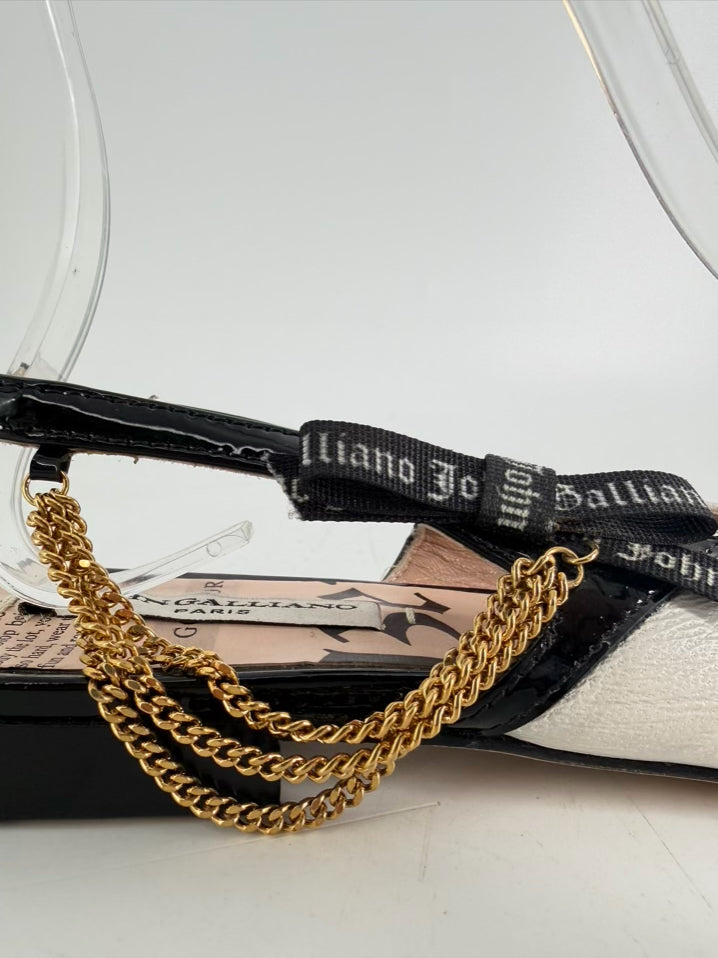 JOHN GALLIANO Size 36.5 White & Black Flats
