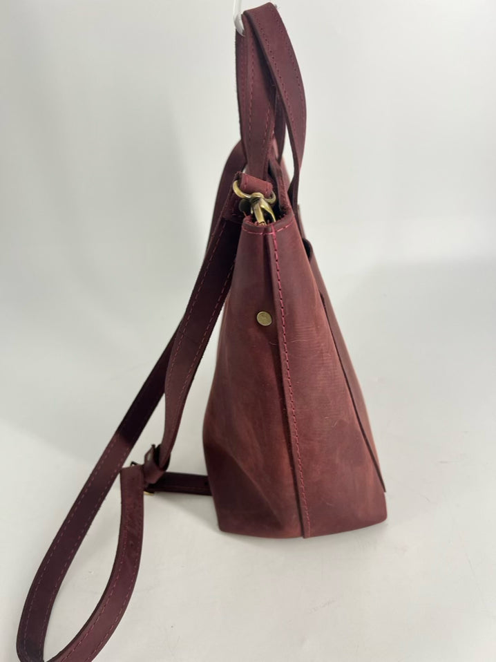 PORTLAND LEATHER CO. Oxblood Leather Tote Bag W/ Wallet