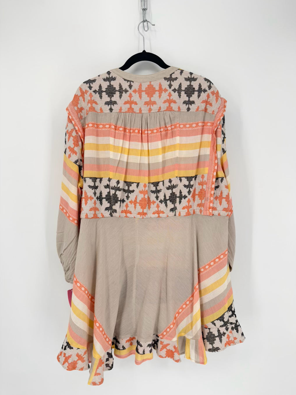 PEARL & CAVIAR Size M/L Taupe & Coral Midi-Dress