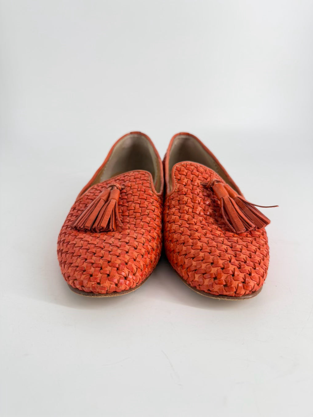 ANN MASHBURN Size 39 Orange Leather Loafers