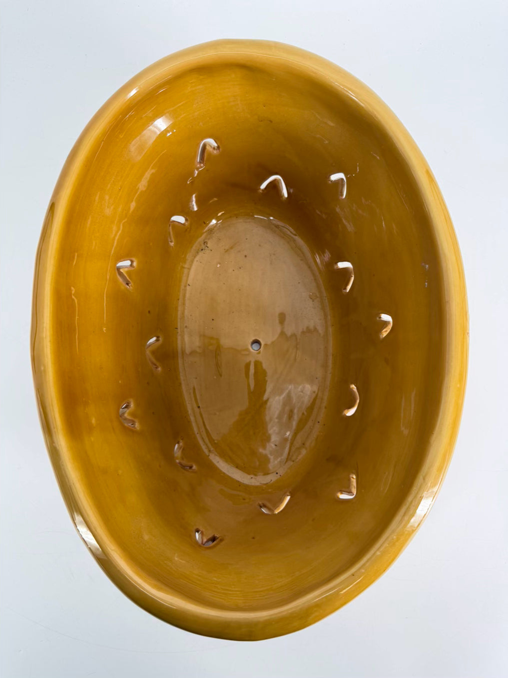 VIETRI Gold Pottery Oval Planter w/ Cutout Design