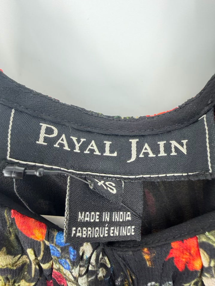 PAYAL JAIN Size Wmn's XS Black Print Floral Maxi-Dress NWT
