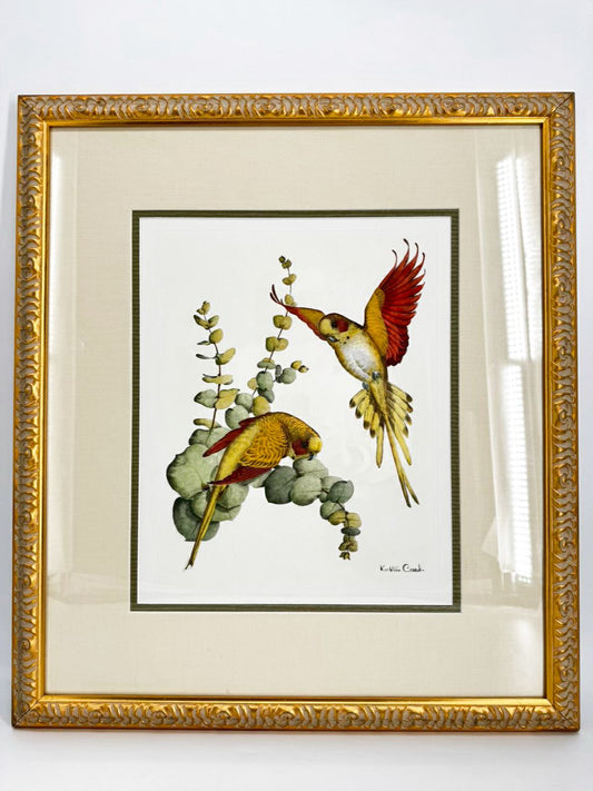 CHELSEA HOUSE KATHLEEN CASSEL Birds Lithograph in Gold Frame