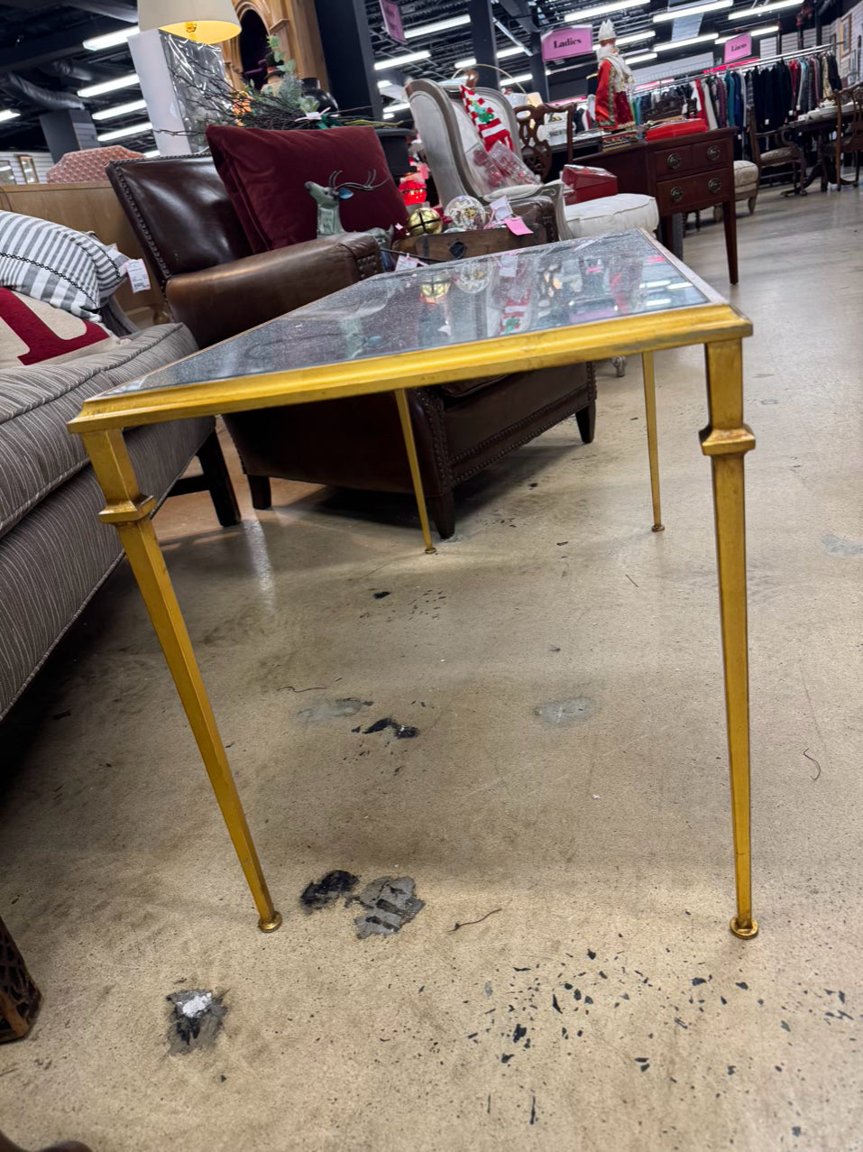 LILLIAN AUGUST Gold Mirror Top Coffee Table