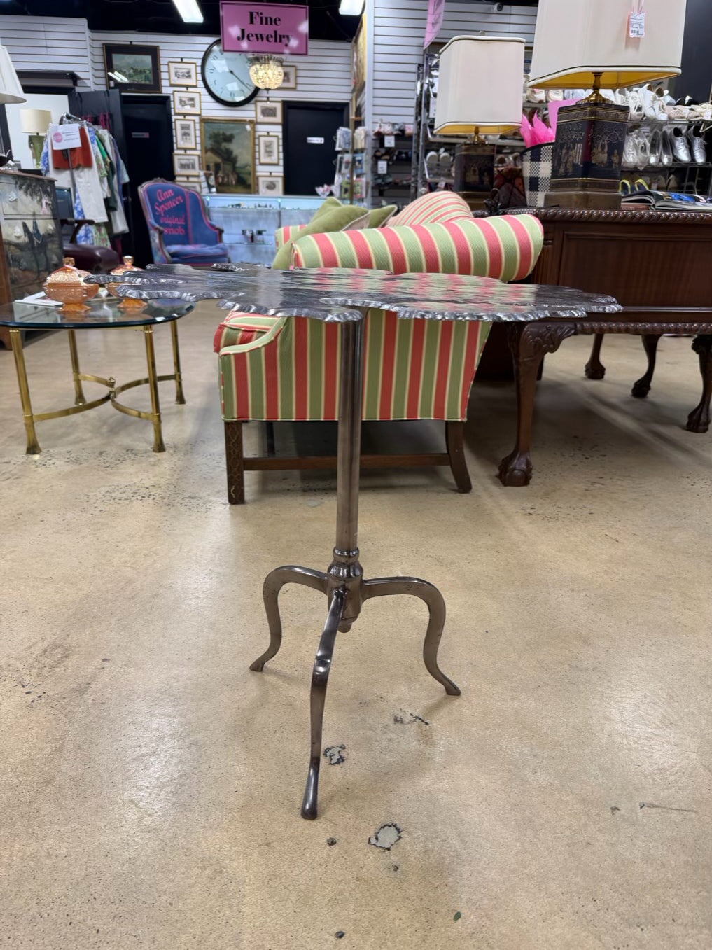 Silver Metal Occasional Table w/ Uneven edge