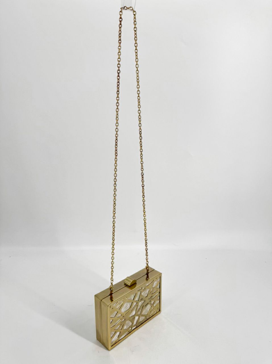 SONDRA ROBERTS Metal Gold Tone Abstract Evening Bag