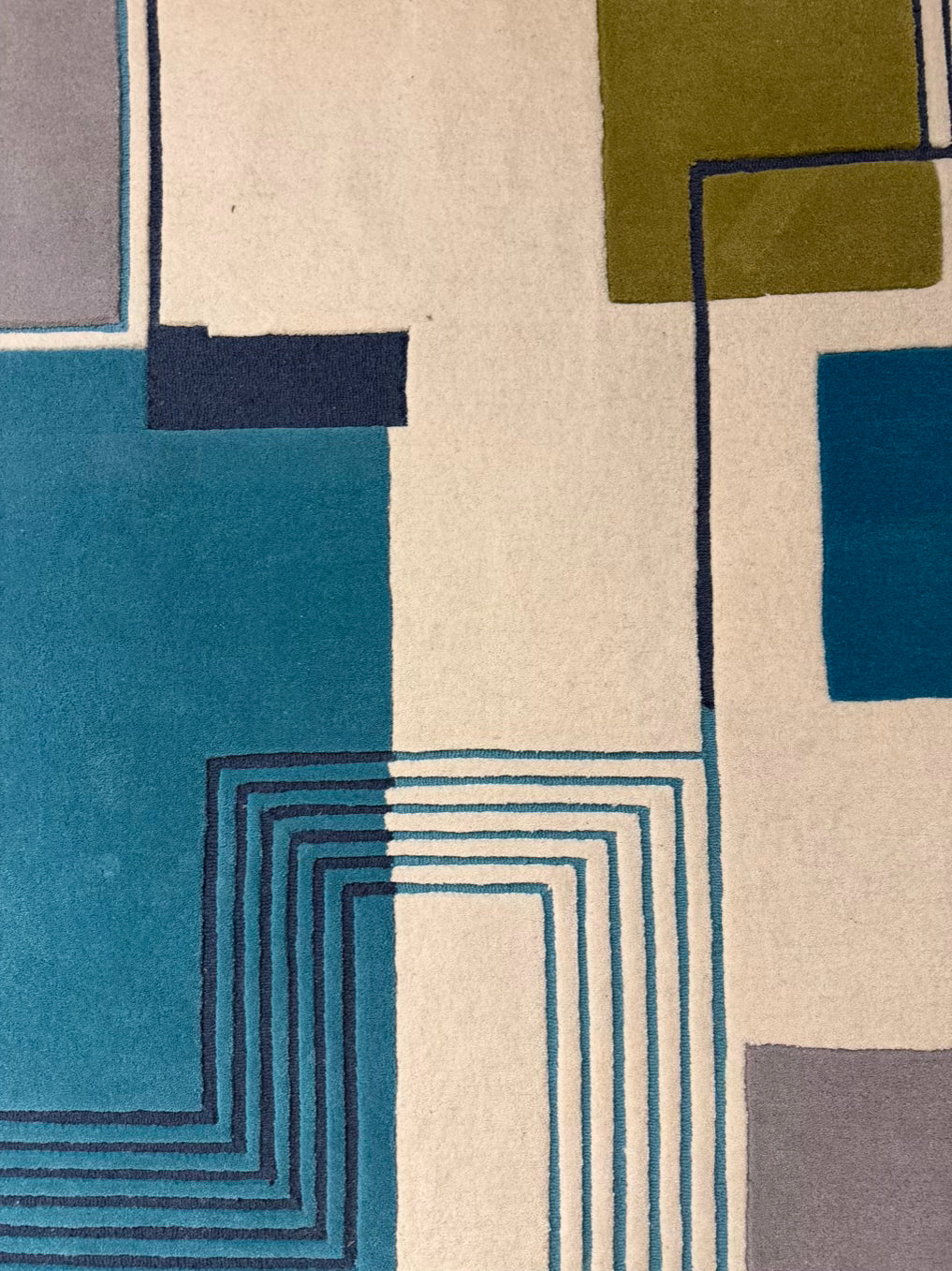 WEST ELM White, Teal, Gray & Green Geometric Area Rug