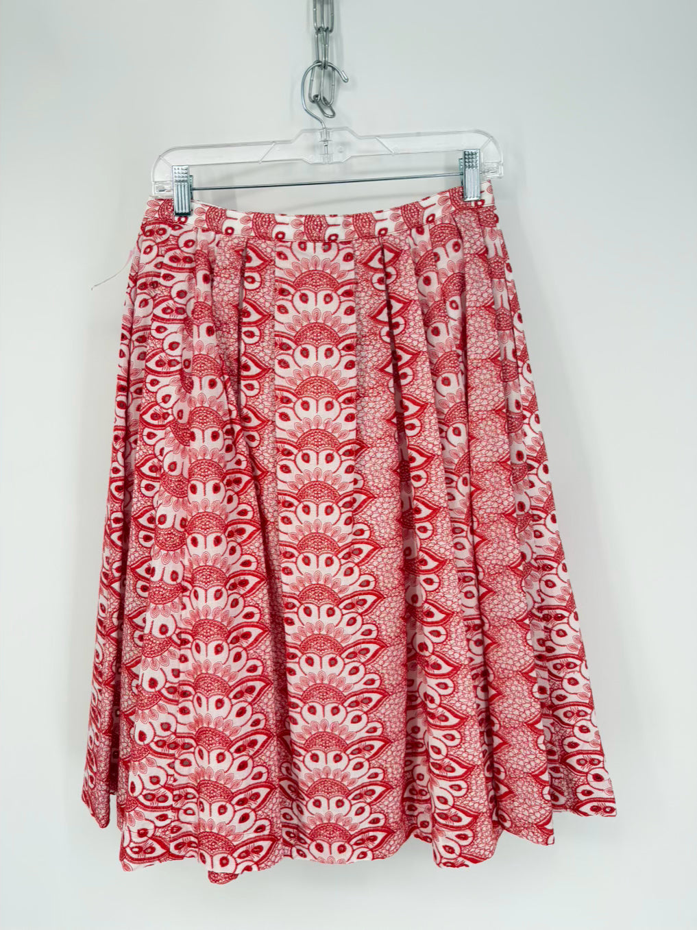 BROOKS BROTHERS Size 8 Red & Cream Embroidered Eyelet Detail Skirt NWT