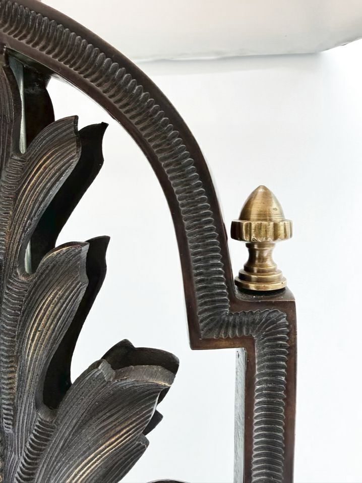 Brass & Metal Fleur De Lis Lamp w/ shade