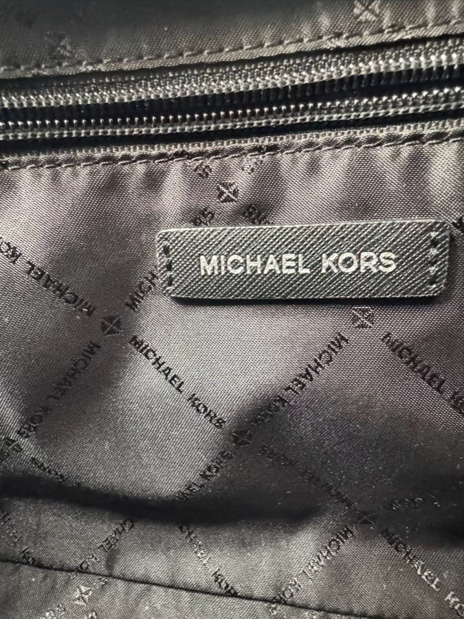 MICHAEL KORS Gray & Black Logo Coated Canvas Crossbody Bag