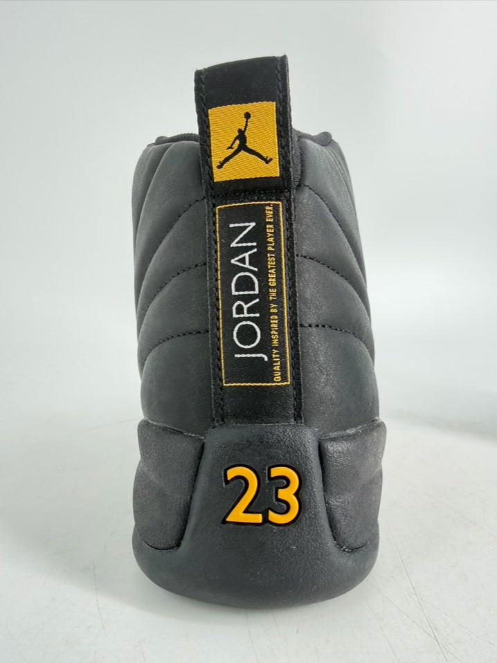 NIKE AIR JORDAN 12 Retro Black Taxi Size Men's 11.5 Black & Yellow Sneakers