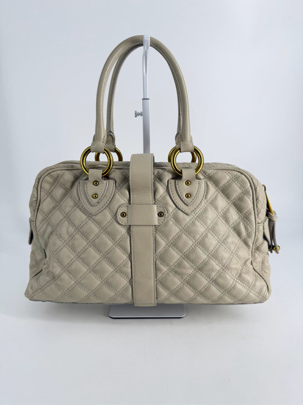 MARC JACOBS Cream Leather Quilted Purse