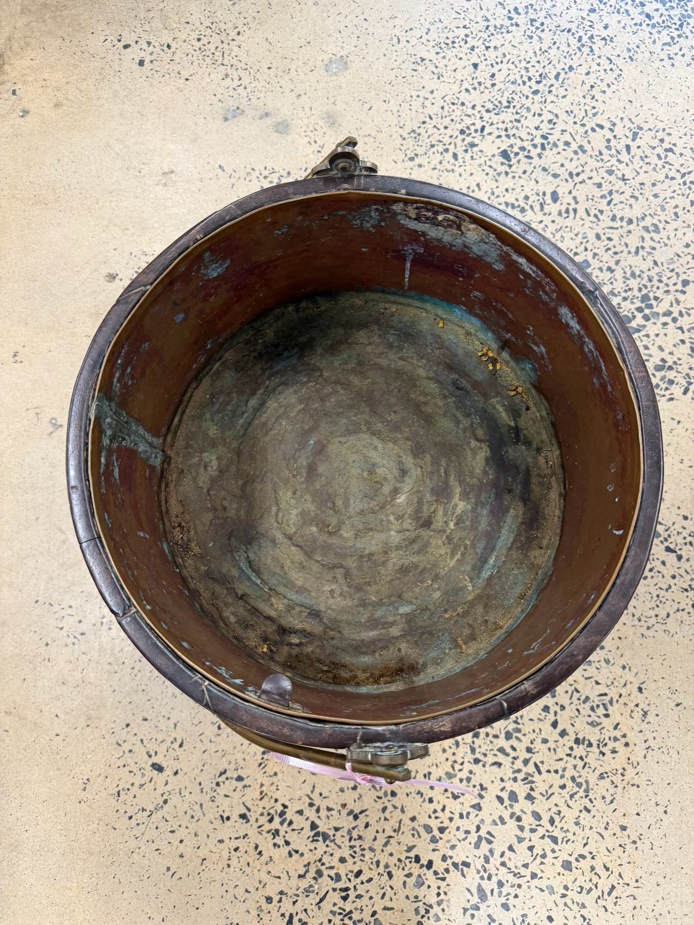 Dark Wood / Brass Planter w/ Handle