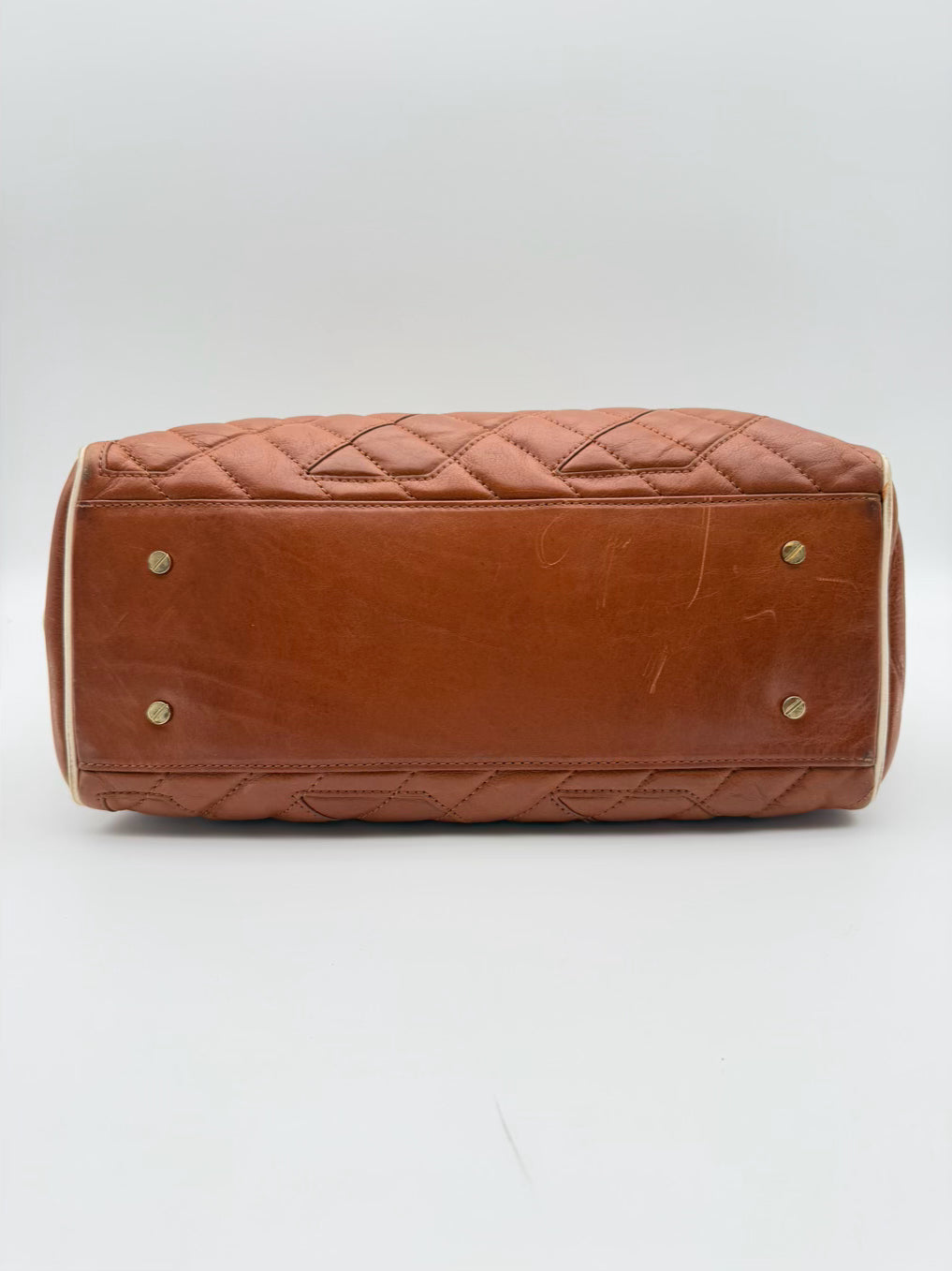 TORY BURCH Cognac Leather Quilted Purse
